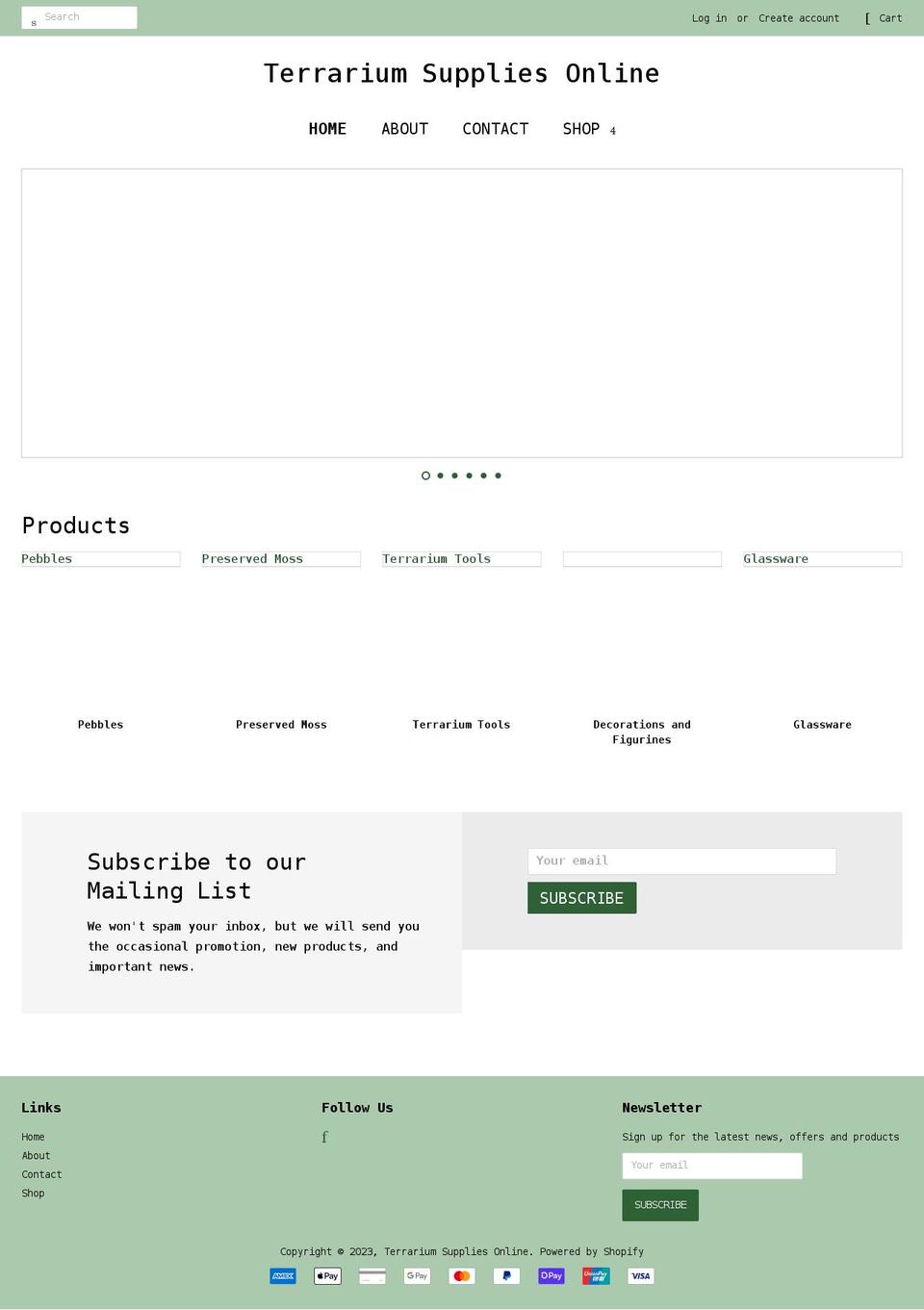 terrariumsuppliesonline.com shopify website screenshot