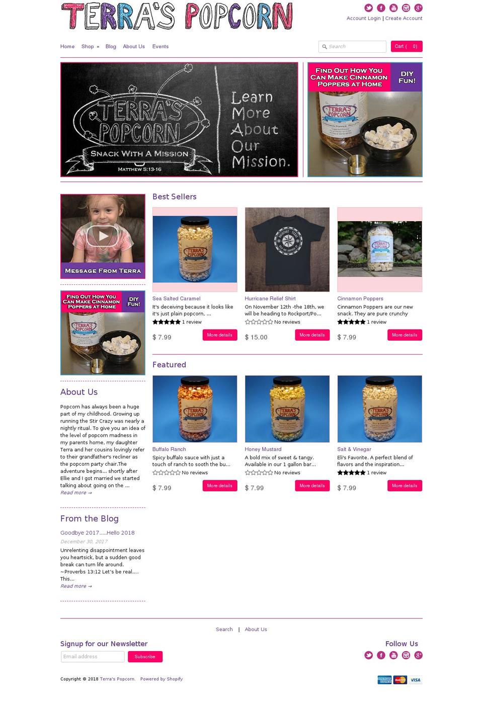 terraspopcorn.com shopify website screenshot