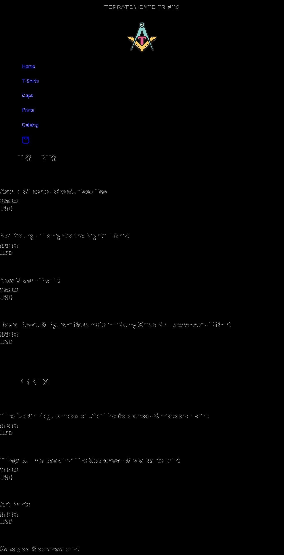terratenienteprints.com shopify website screenshot