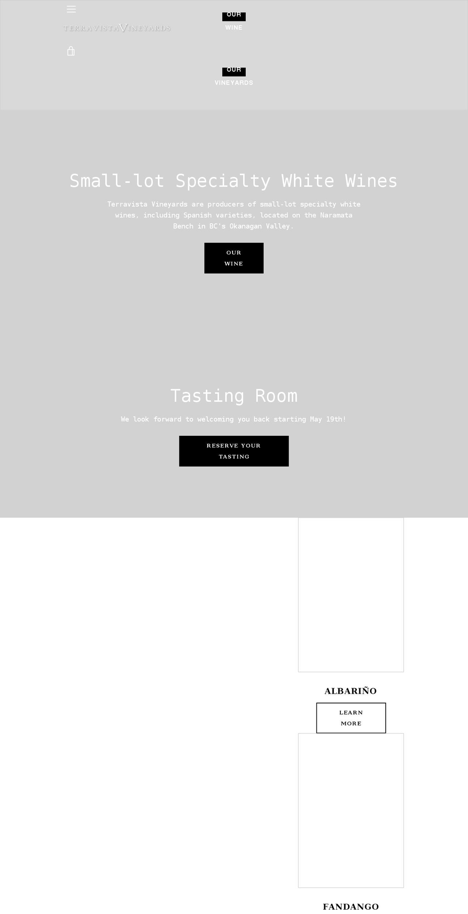 terravistavineyards.com shopify website screenshot