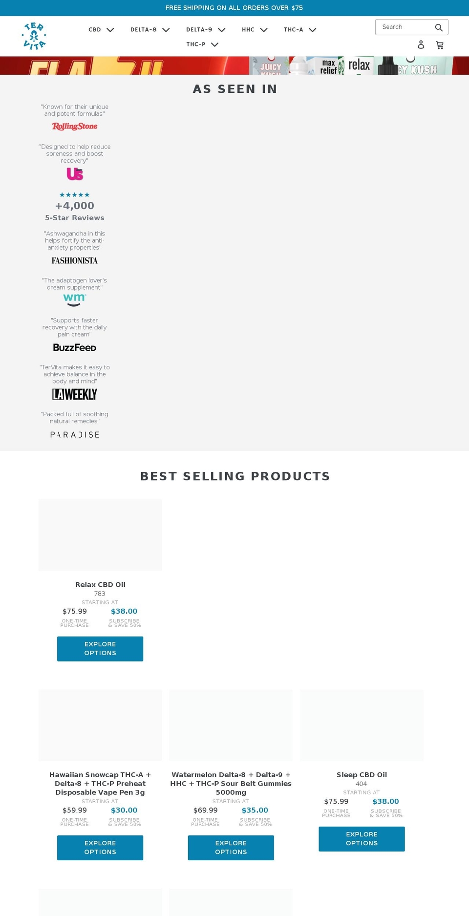 terravitacbd.com shopify website screenshot