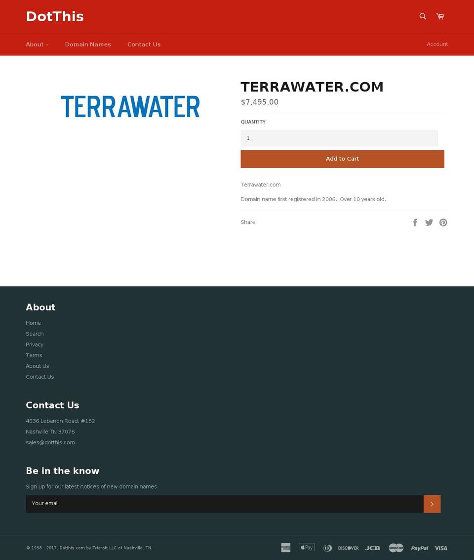 terrawater.com shopify website screenshot