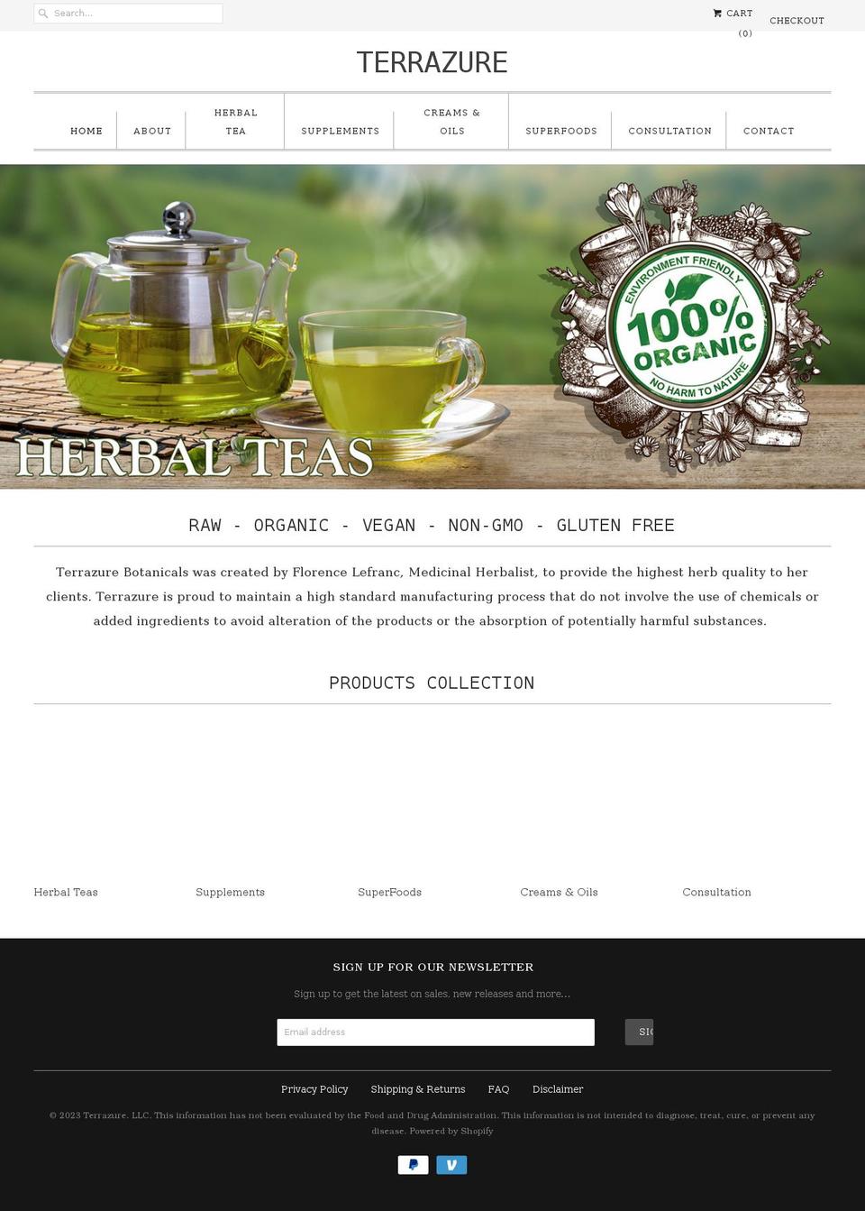 terrazure.com shopify website screenshot