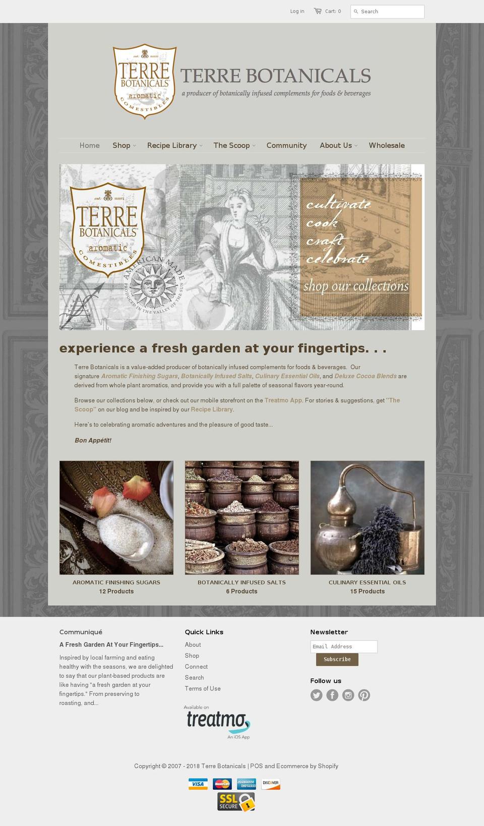 terrebotanicals.com shopify website screenshot