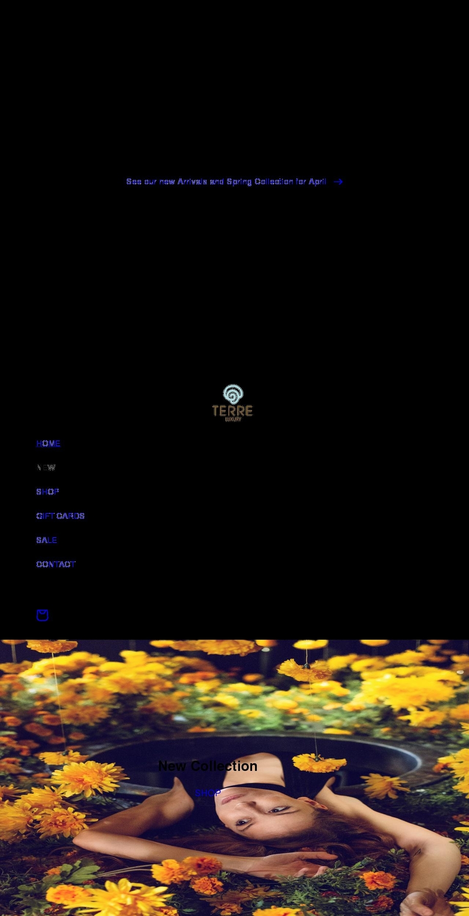 terreluxury.com shopify website screenshot