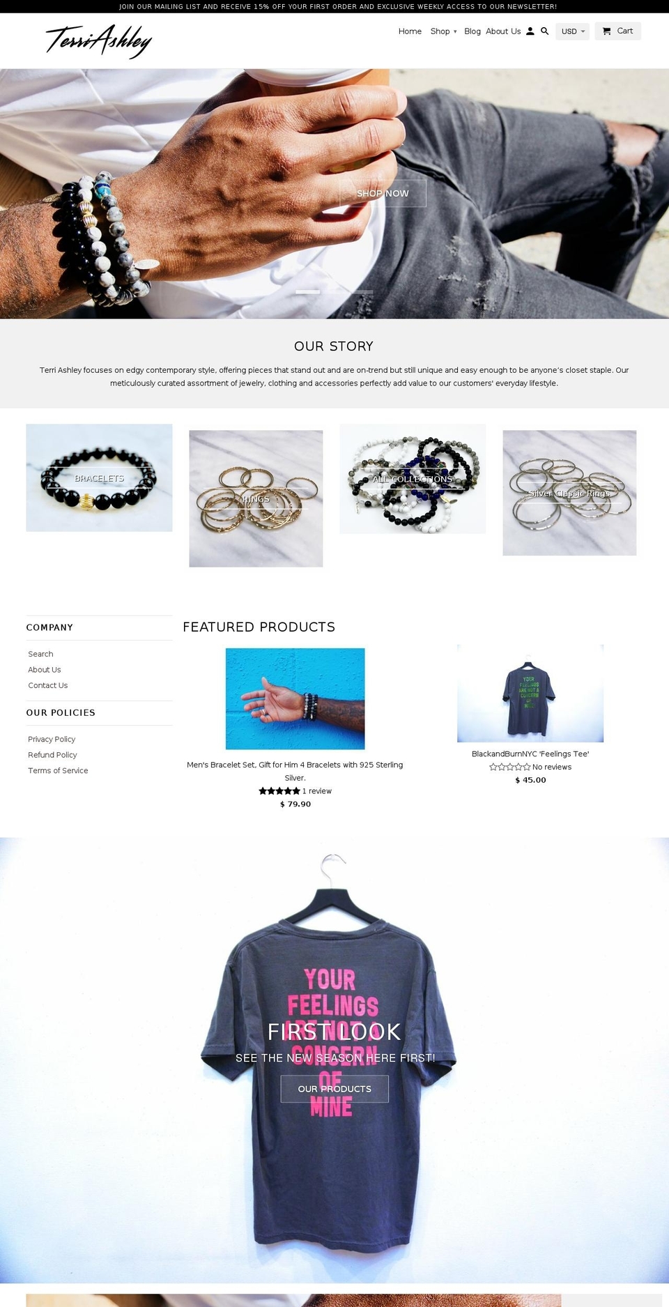 terriashley.com shopify website screenshot