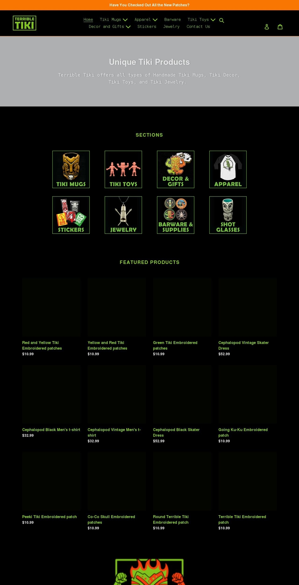 terribletiki.com shopify website screenshot