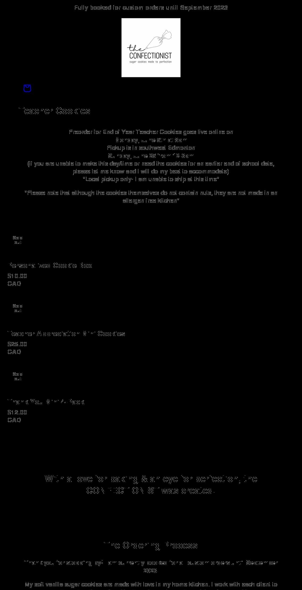 terriffetticookieco.com shopify website screenshot