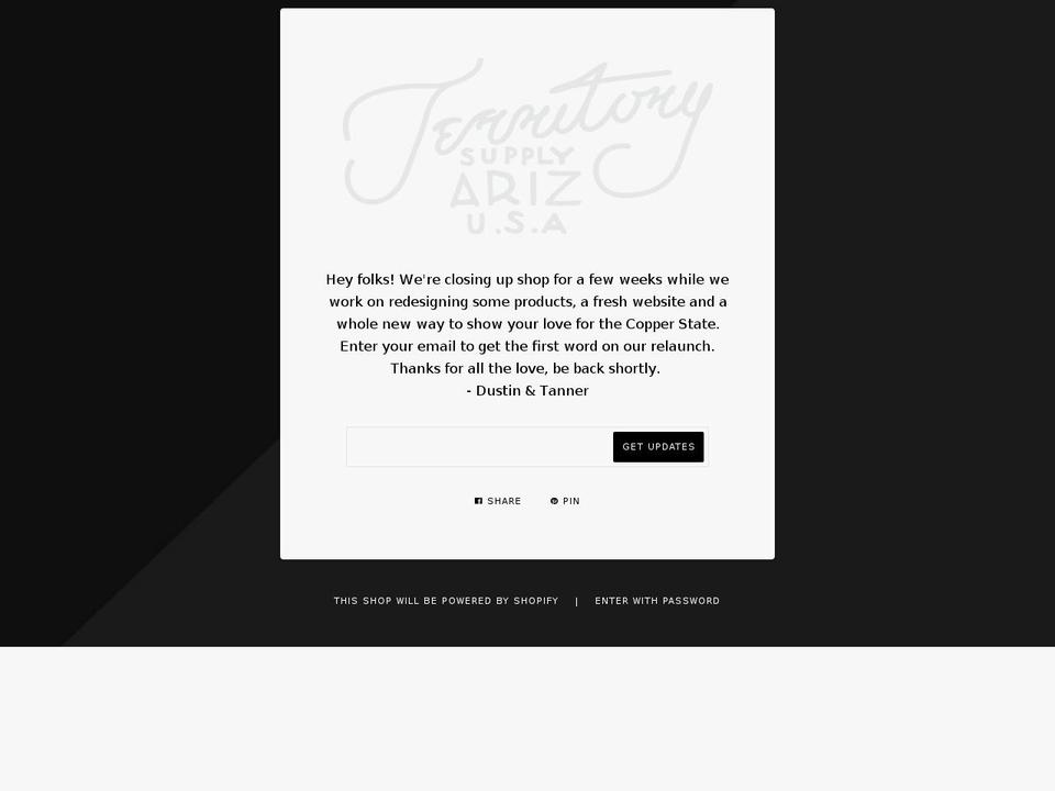 territorysupply.com shopify website screenshot