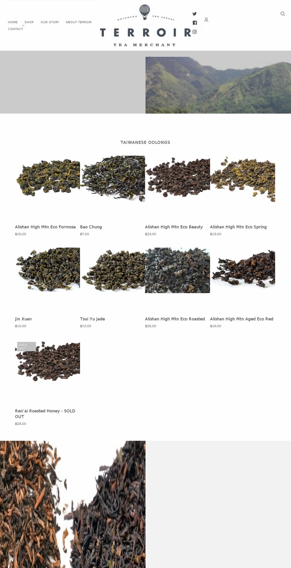 terroirteamerchant.com shopify website screenshot