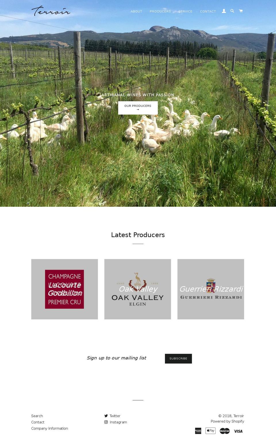 terroirvines.com — Shopify storefront screenshot