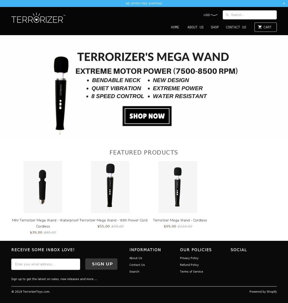 terrorizertoys.com — Shopify storefront screenshot