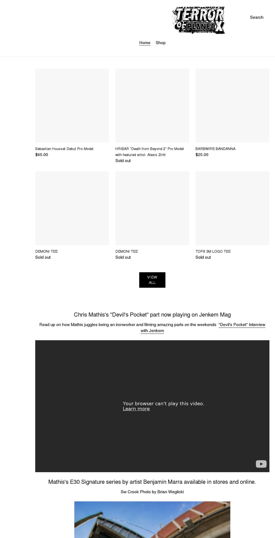 terrorofplanetx.com shopify website screenshot