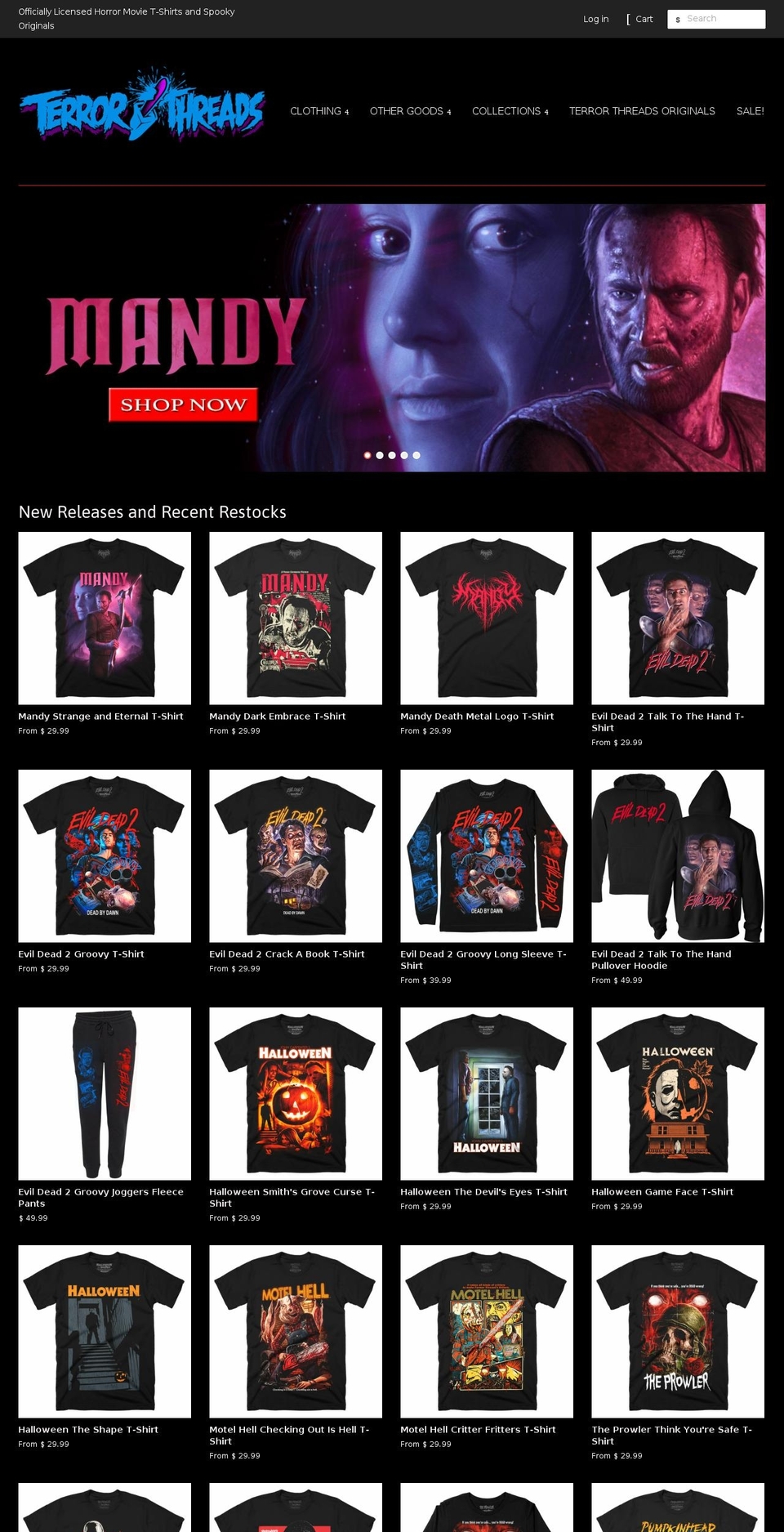 terrorthreads.myshopify.com — Shopify storefront screenshot