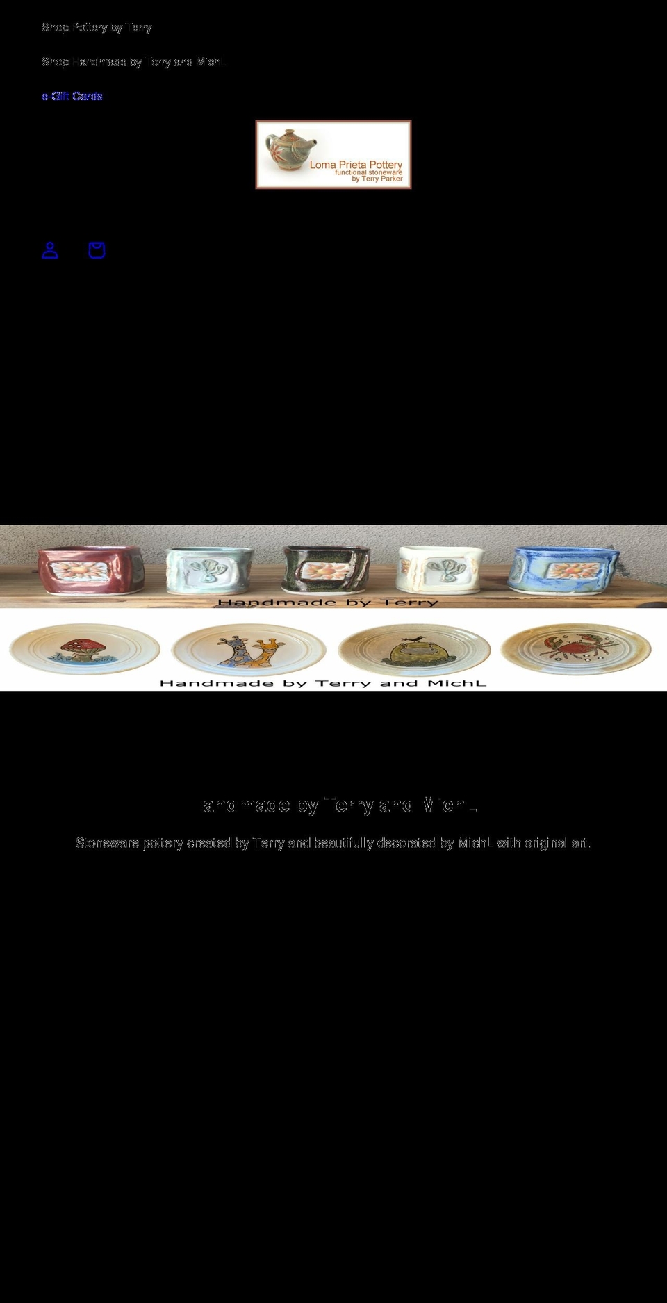 terryparkerpottery.com shopify website screenshot