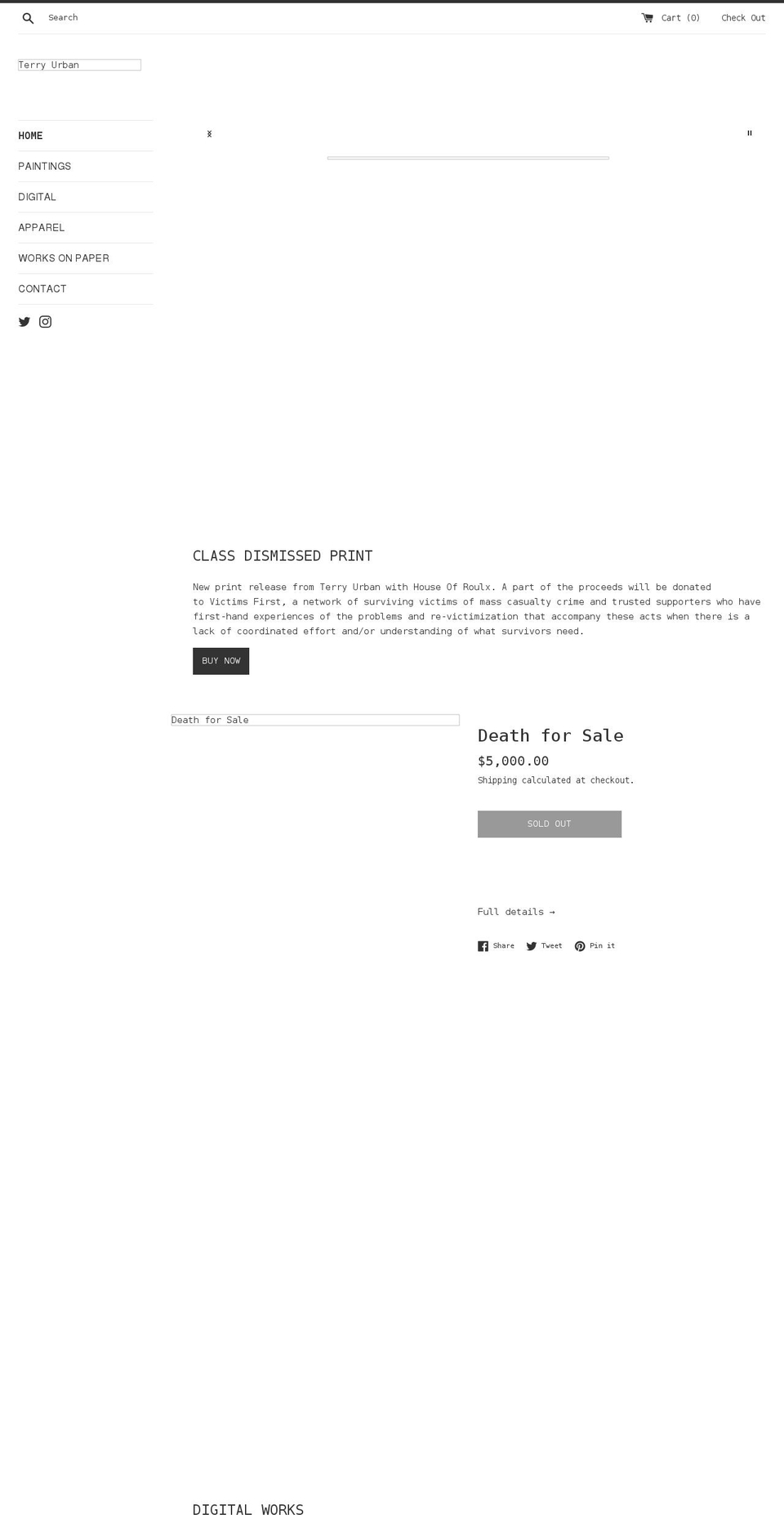 terryurban.com shopify website screenshot