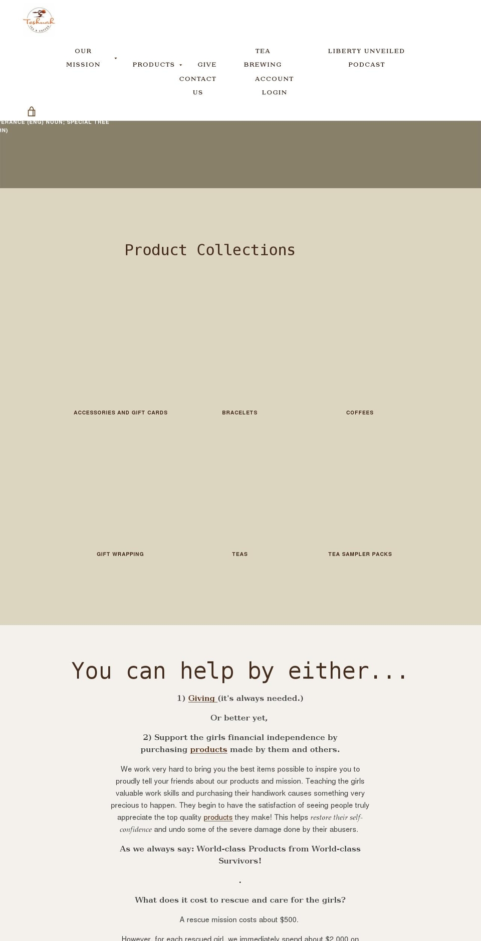 teshuahtea.com — Shopify storefront screenshot