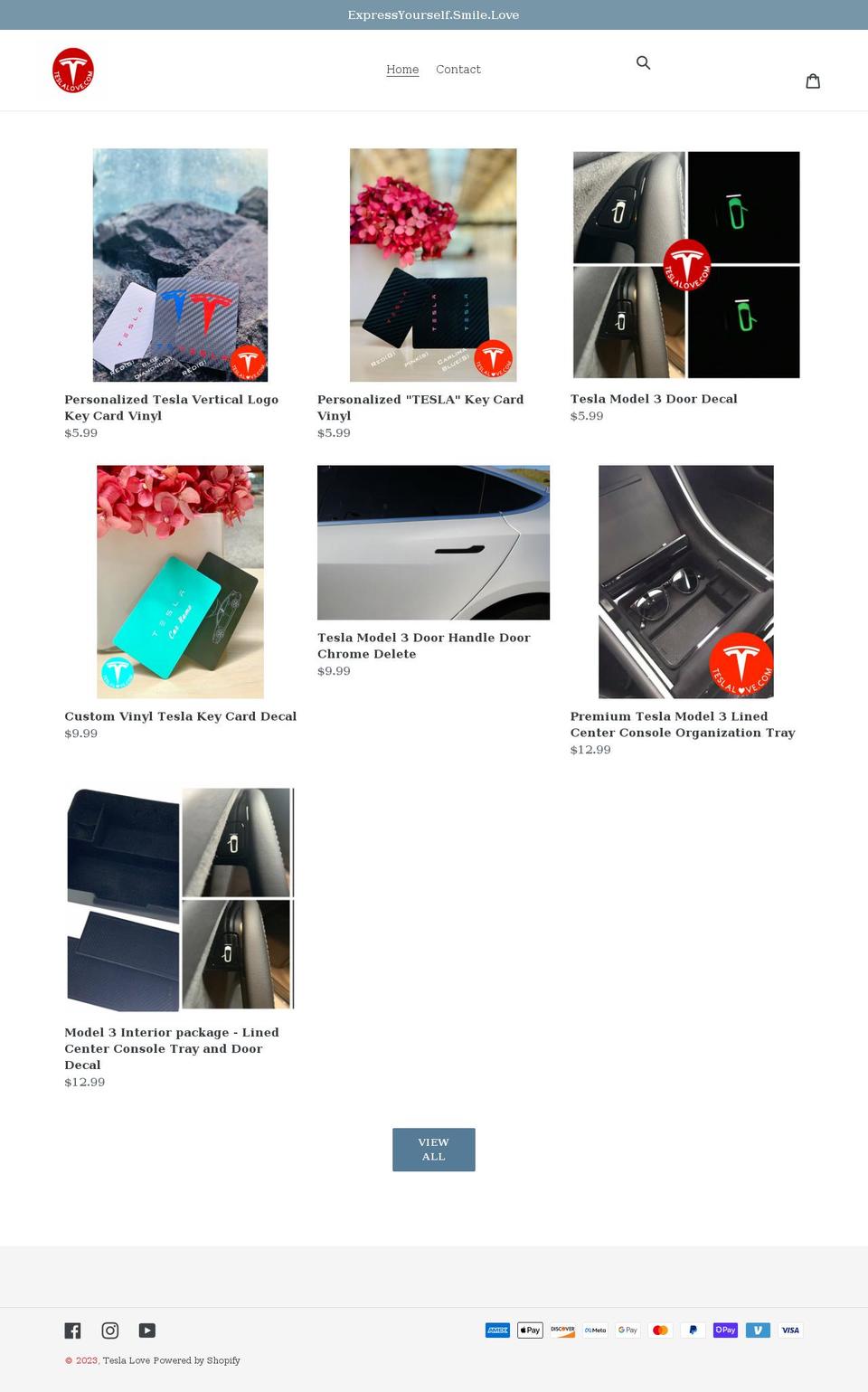teslalove.com shopify website screenshot