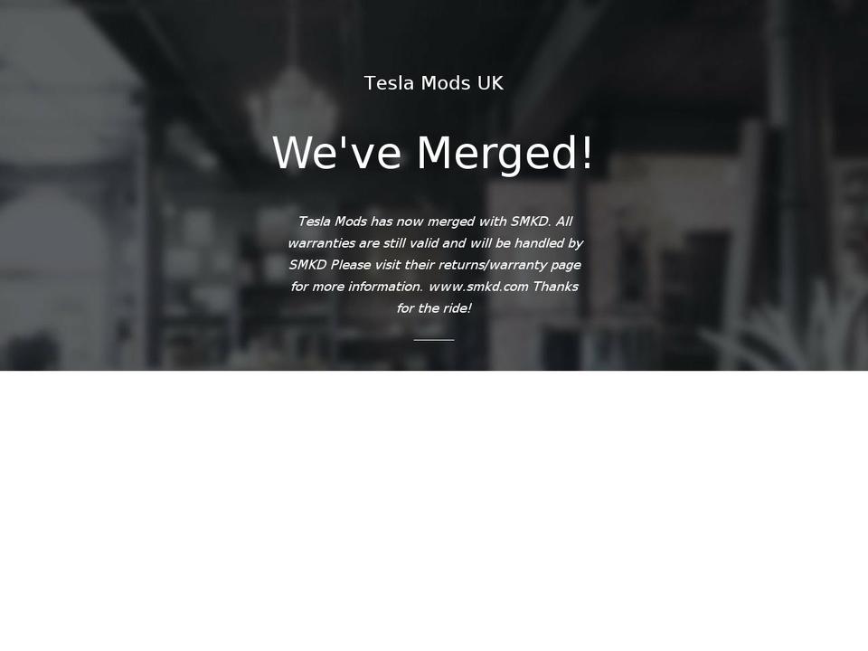 teslamods.co.uk shopify website screenshot