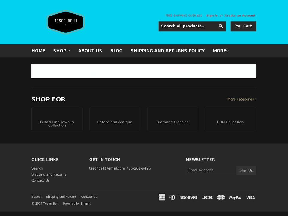 tesoribelli.com shopify website screenshot