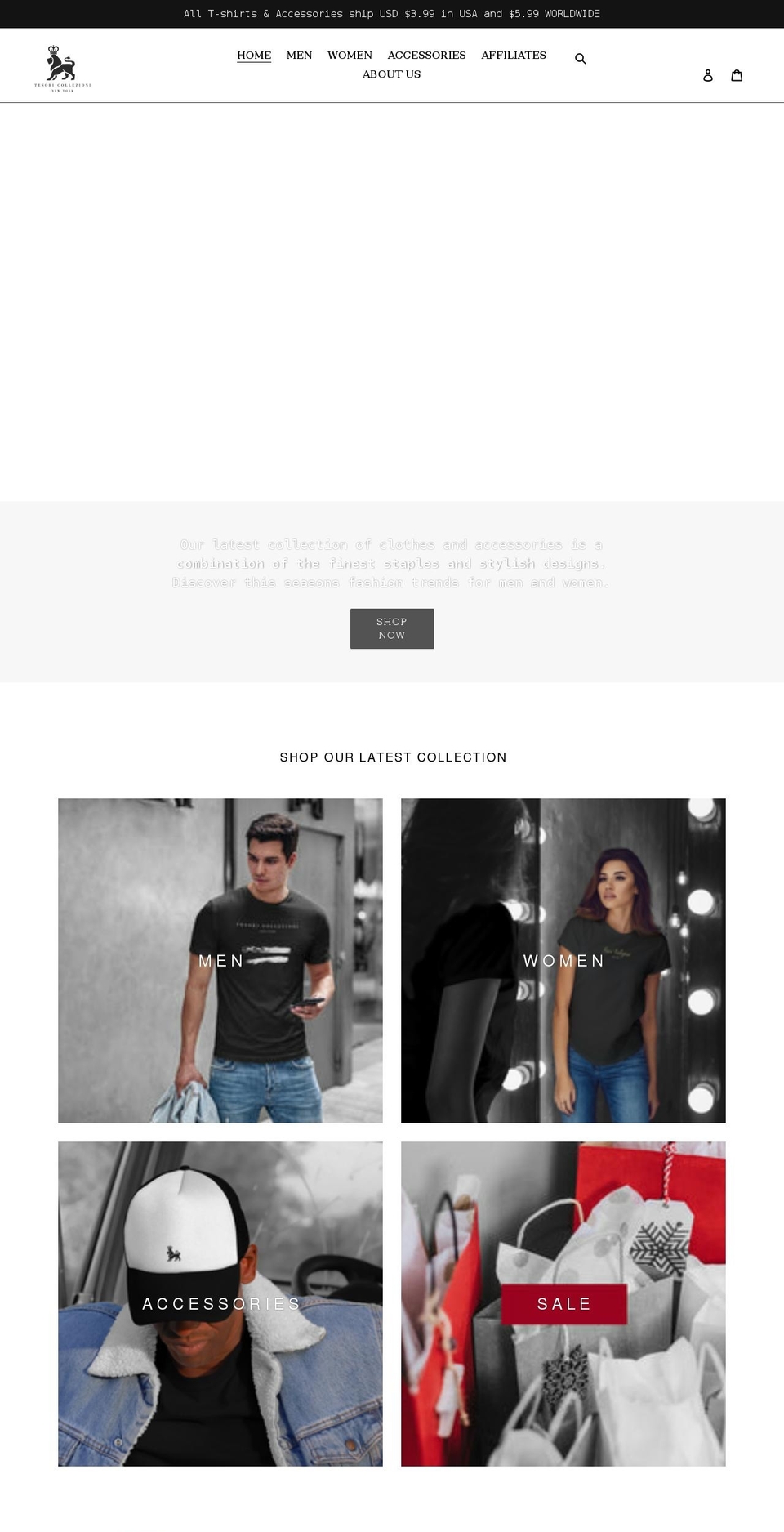 tesoricollezioni.com shopify website screenshot