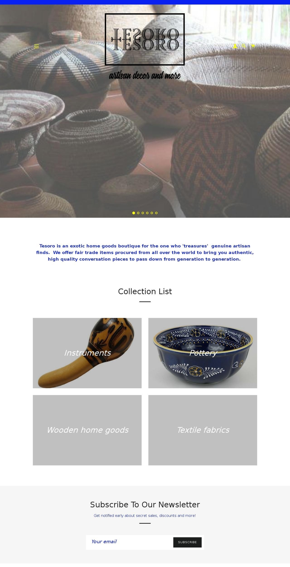 tesoro.co shopify website screenshot