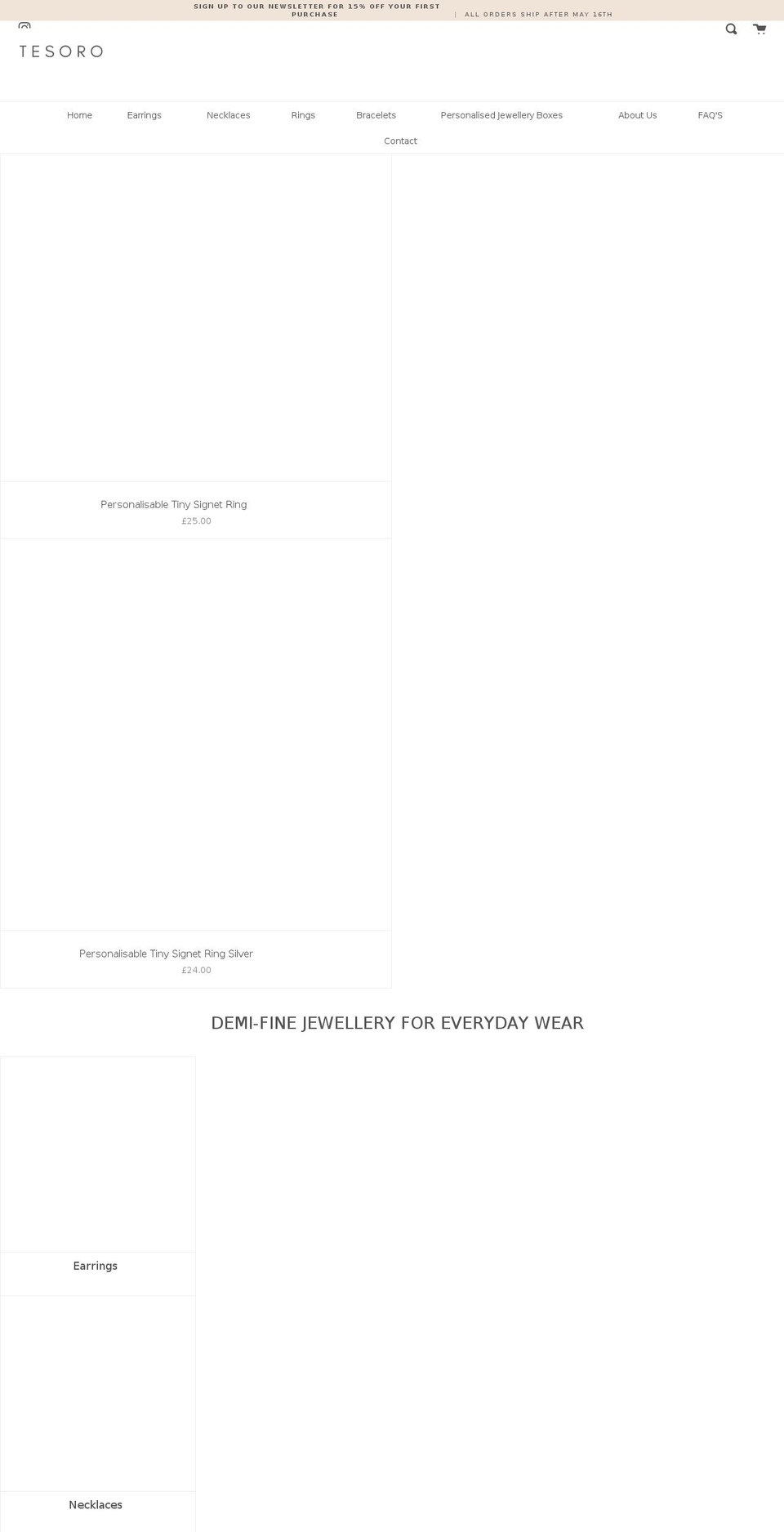 tesorojewellery.shop shopify website screenshot