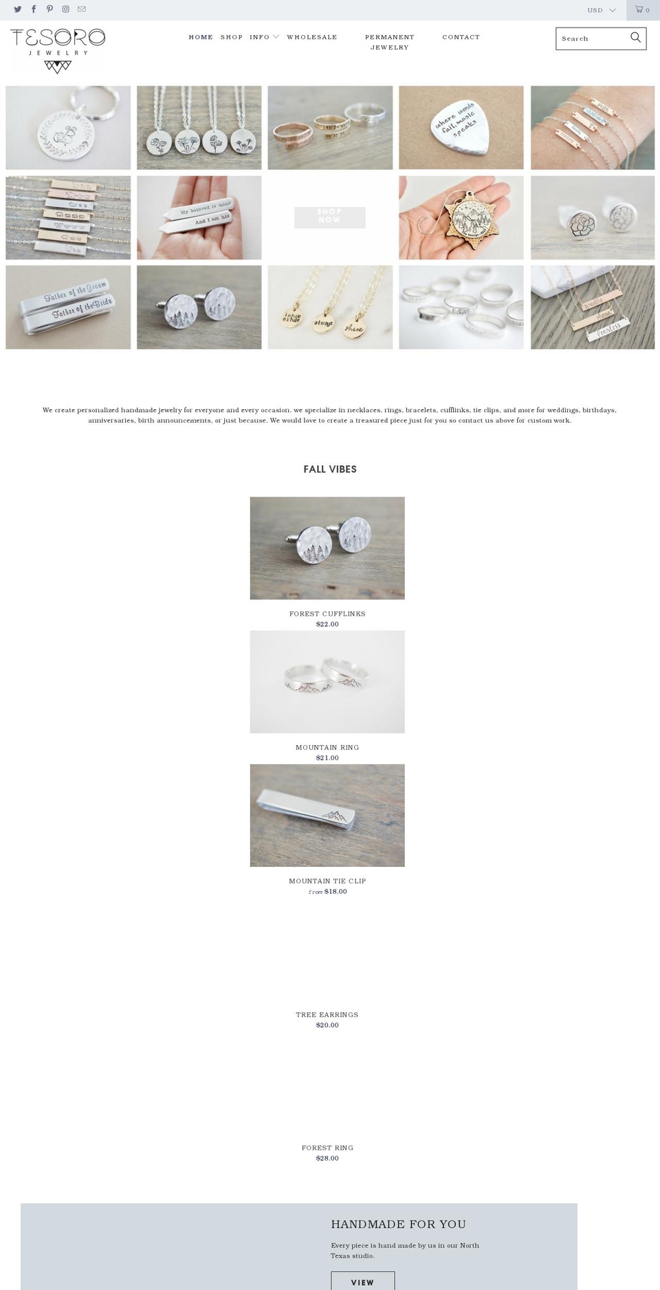 tesorojewelry.com shopify website screenshot