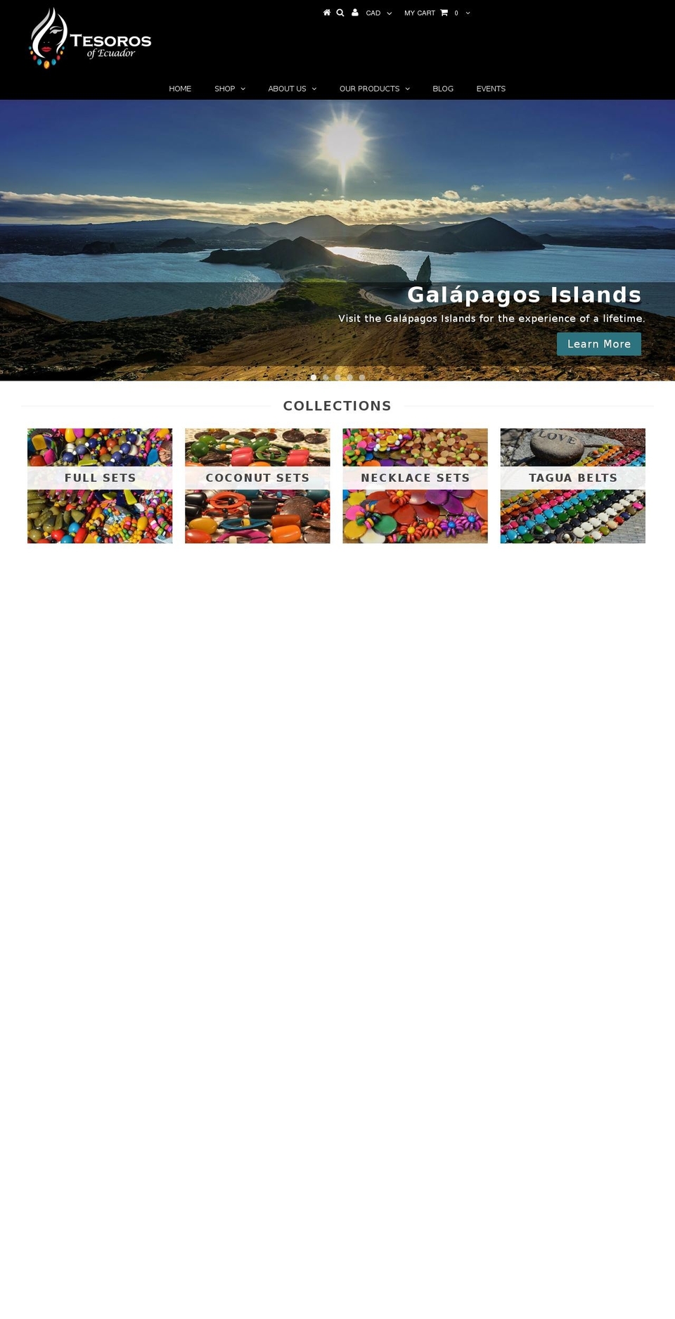 tesorosofecuador.com shopify website screenshot