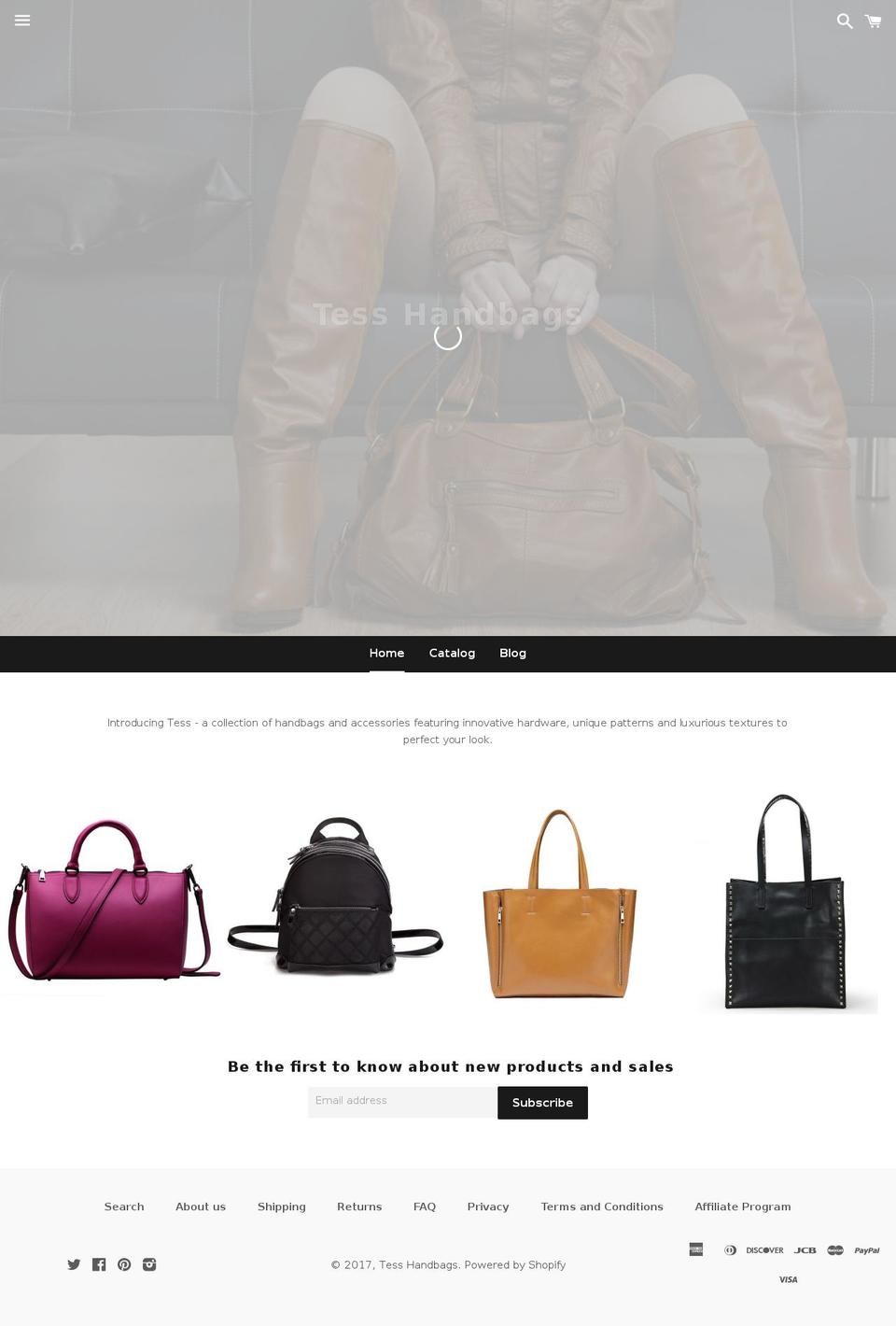 tesshandbag.com shopify website screenshot