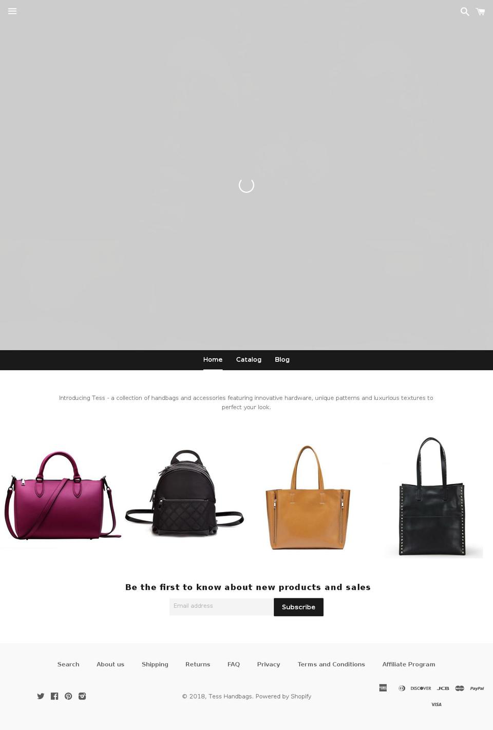 tesshandbags.com — Shopify storefront screenshot