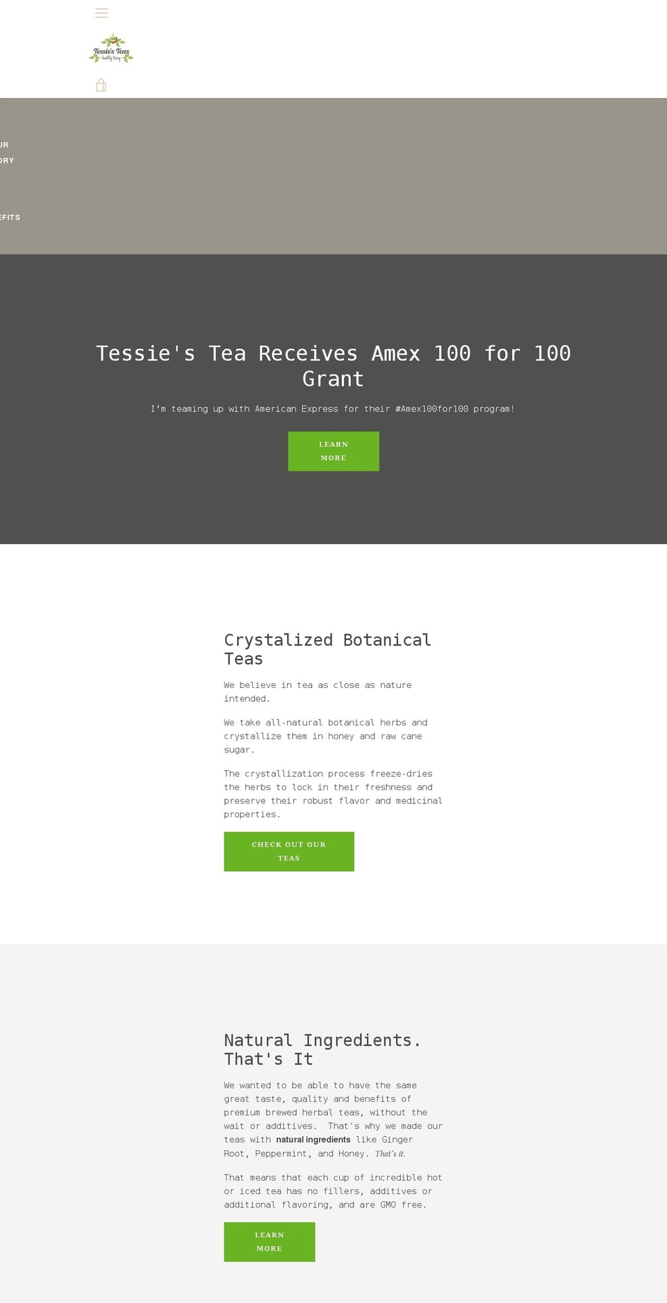 tessiestea.com shopify website screenshot