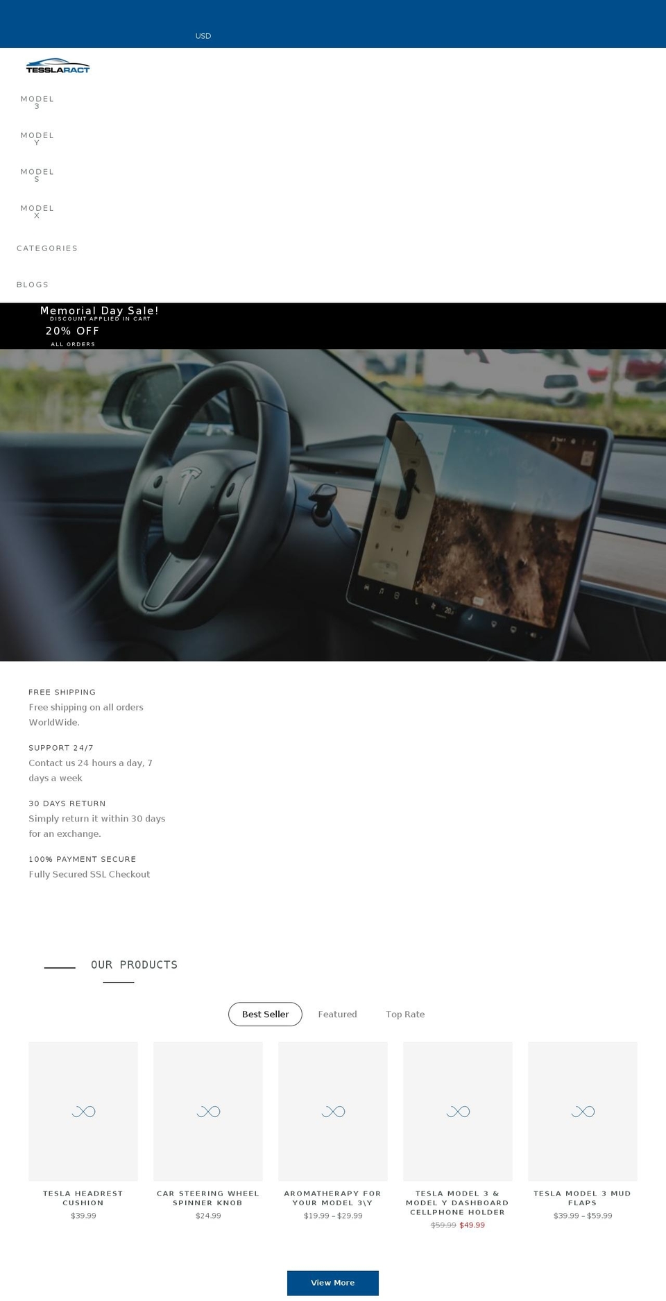 tesslaract.com shopify website screenshot