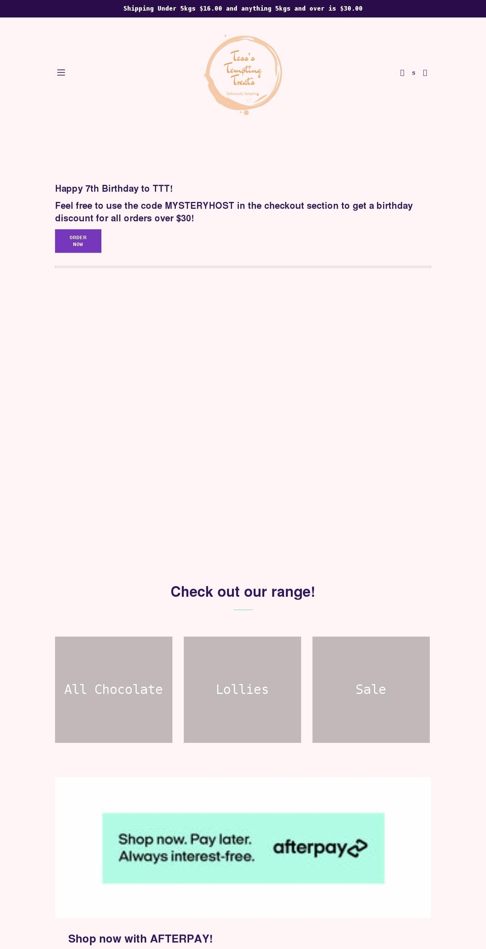 tesss-tempting-treats.myshopify.com shopify website screenshot