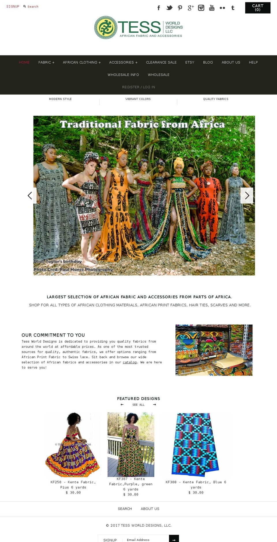 tessworlddesigns.com shopify website screenshot