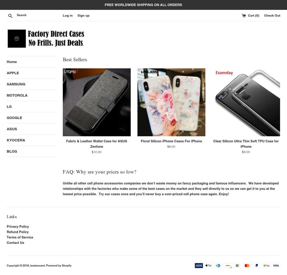 testameant.com — Shopify storefront screenshot