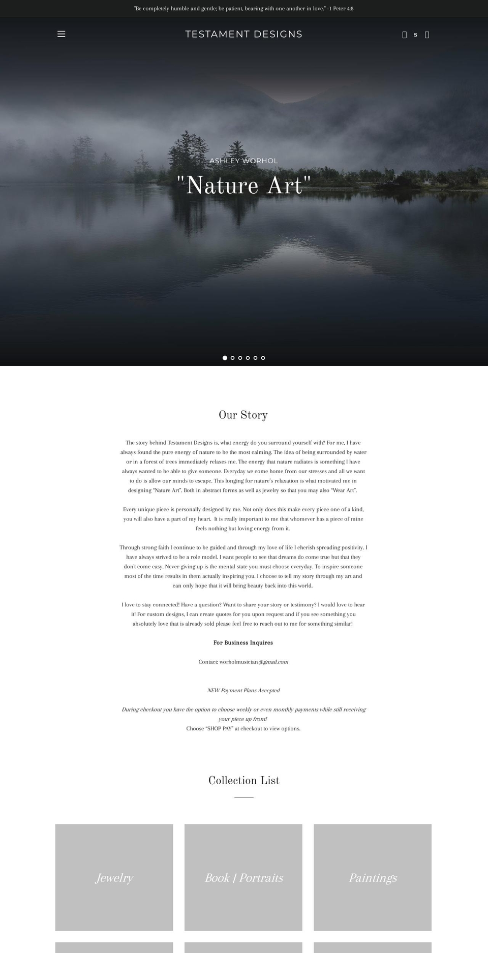 testament-designs.myshopify.com shopify website screenshot