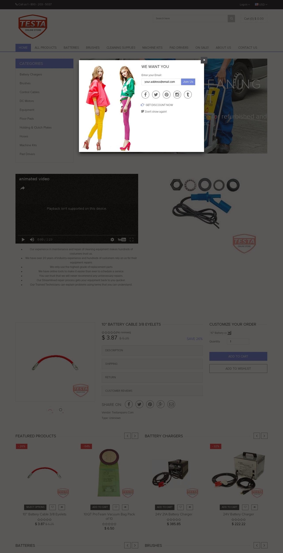 testarepair.com shopify website screenshot