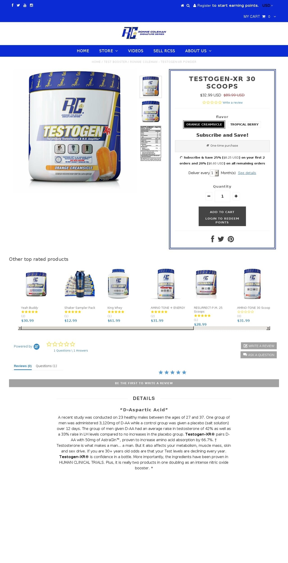 testogen-xr.com shopify website screenshot