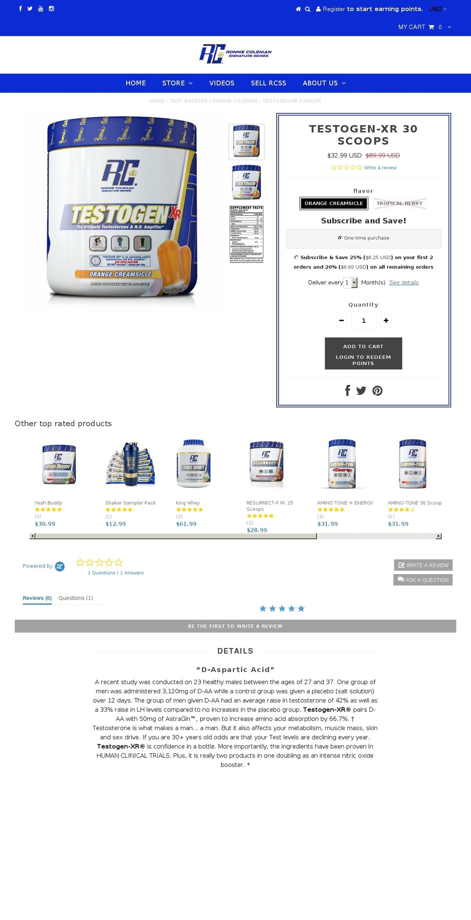 testogenxr.com shopify website screenshot