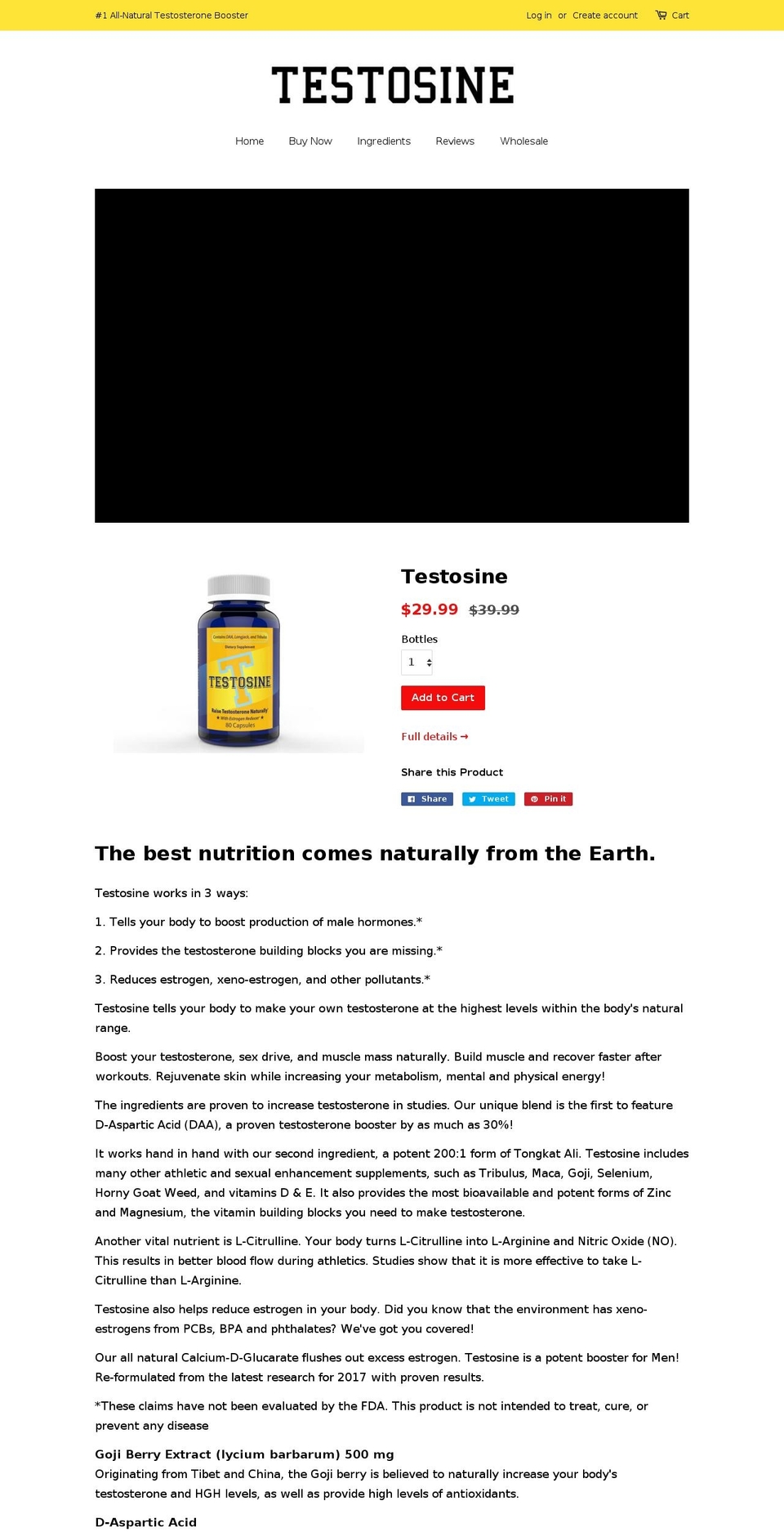 testosine.com — Shopify storefront screenshot