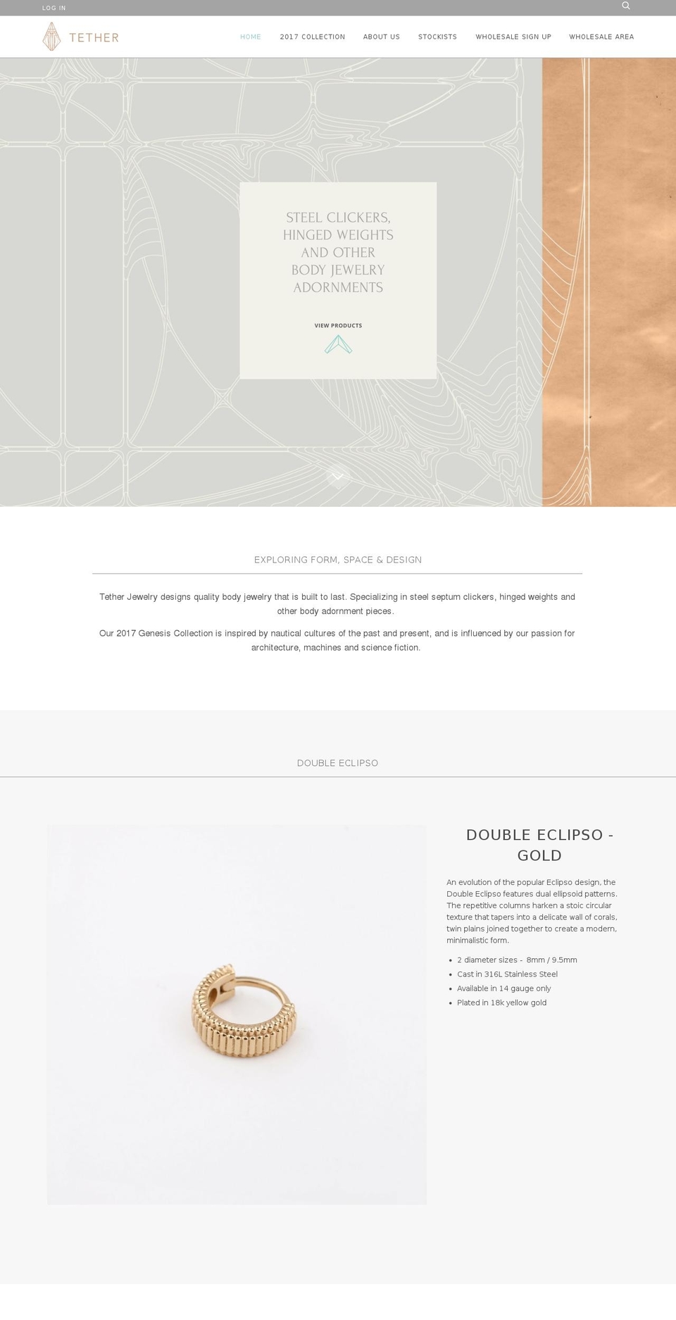 tetherjewelry.com shopify website screenshot