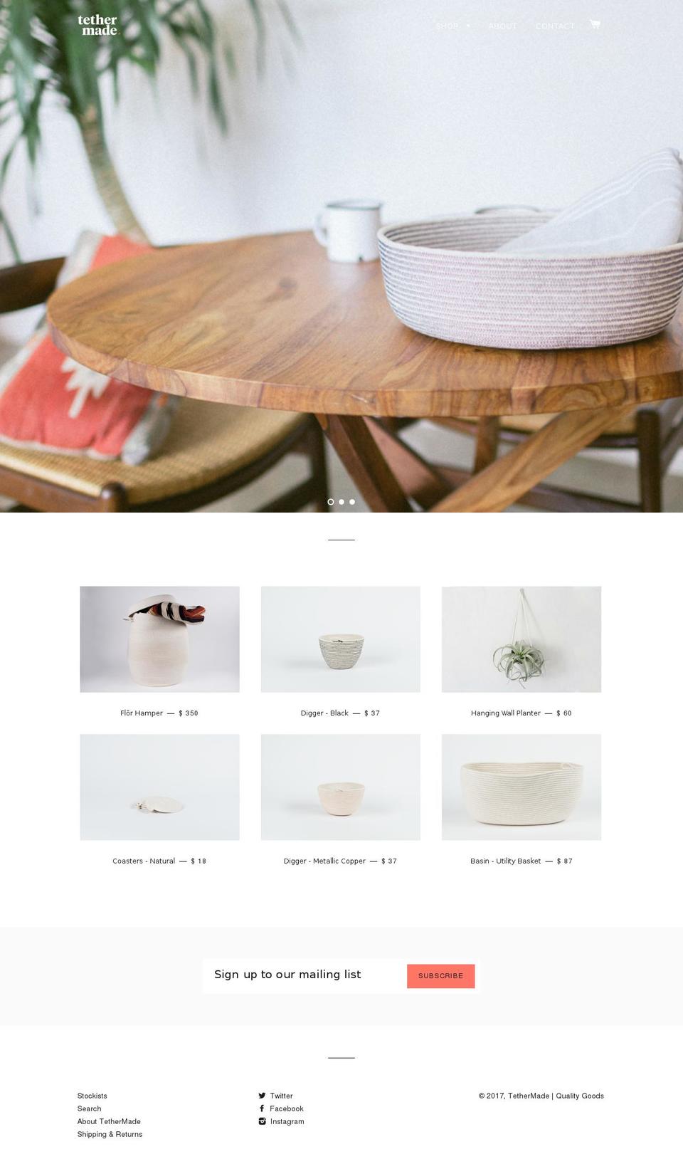 tethermade.com shopify website screenshot