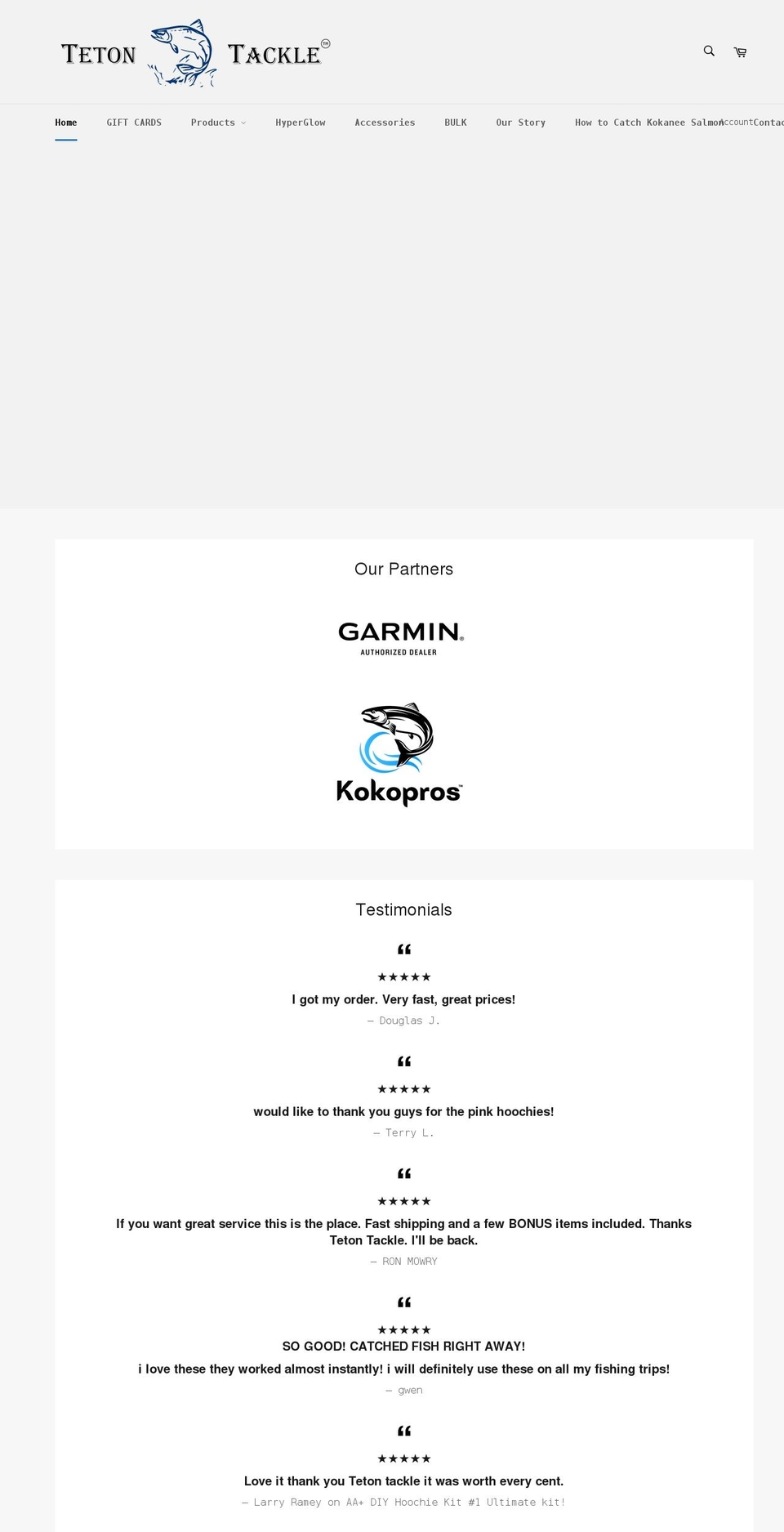 tetontackle.com shopify website screenshot
