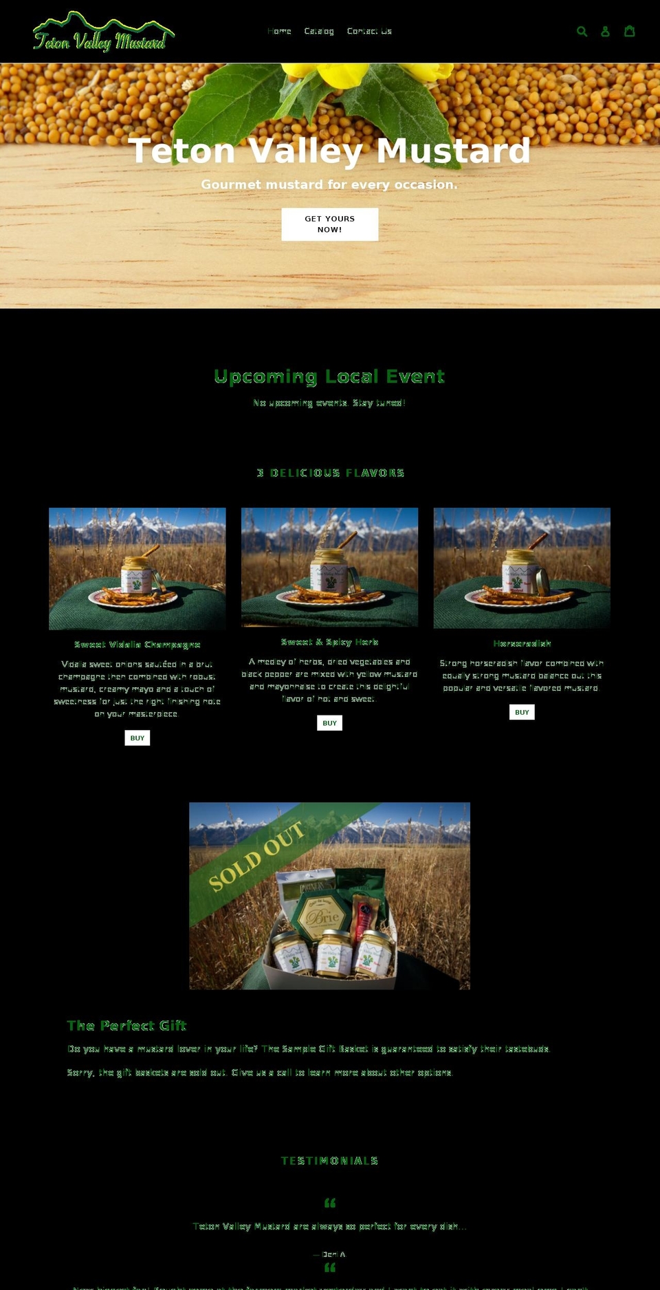 tetonvalleymustard.com shopify website screenshot