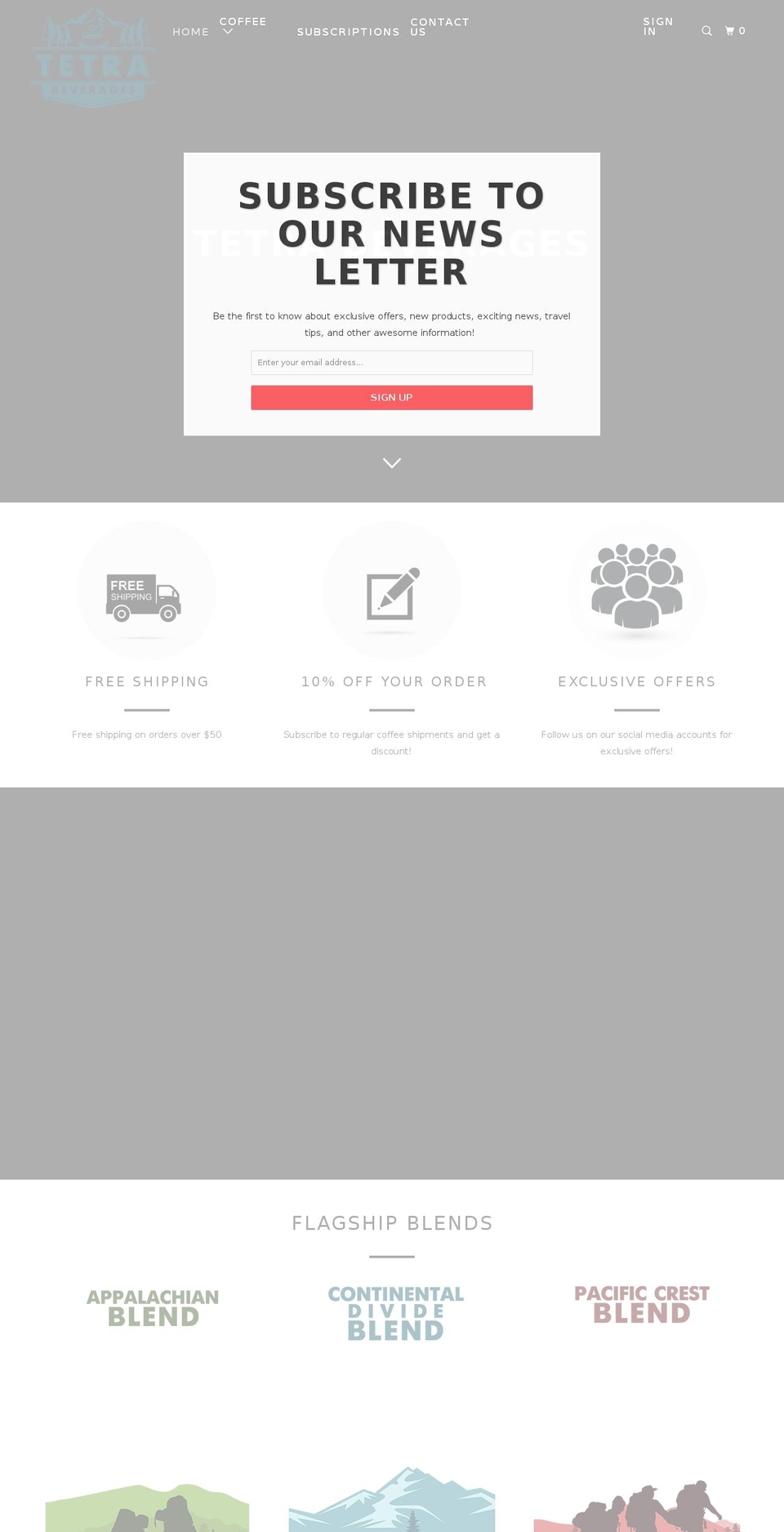 tetracoffeecompany.com — Shopify storefront screenshot