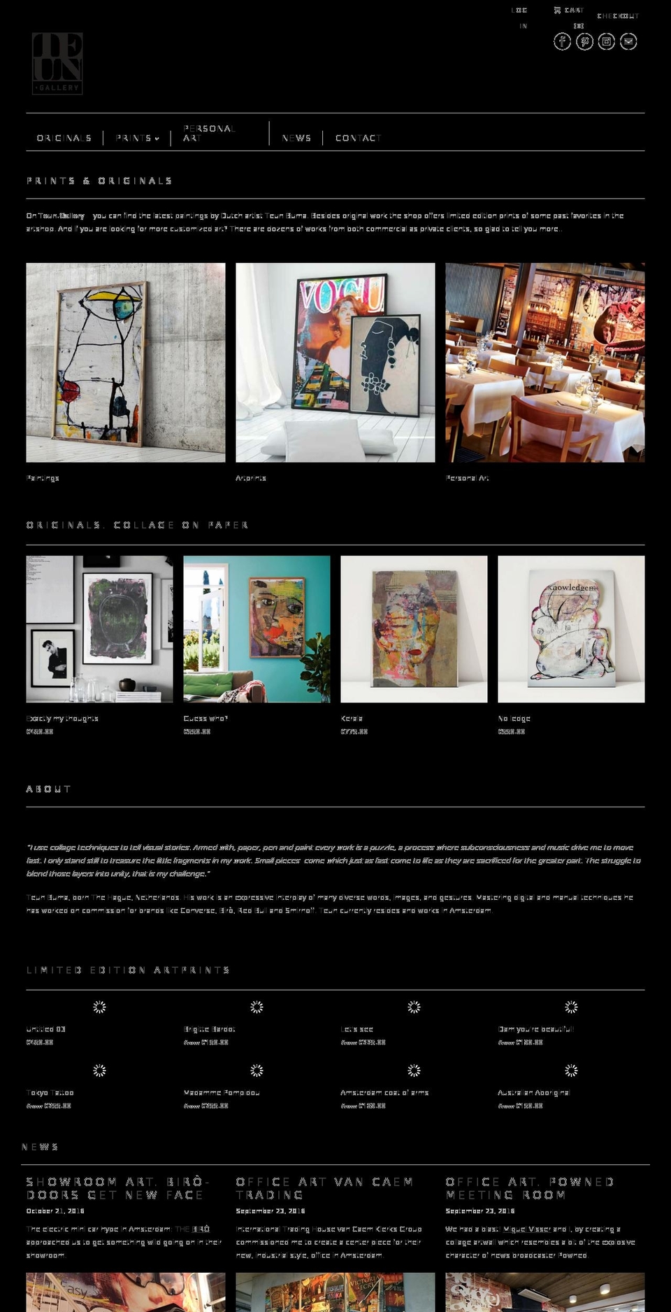 teun.gallery shopify website screenshot