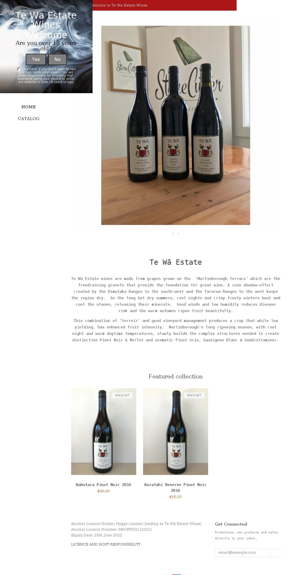 tewawines.com shopify website screenshot