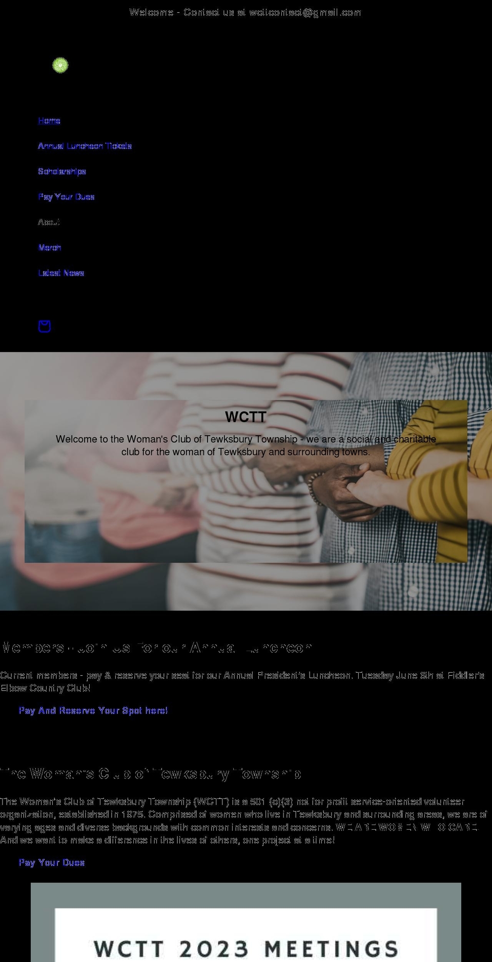 tewksburywomansclub.com shopify website screenshot
