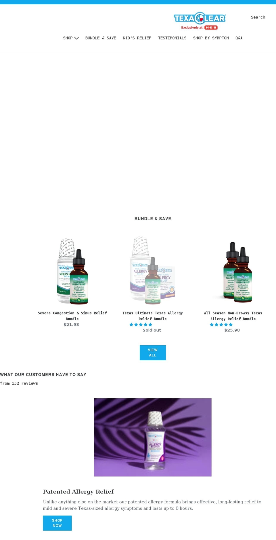 texaclearnow.com shopify website screenshot